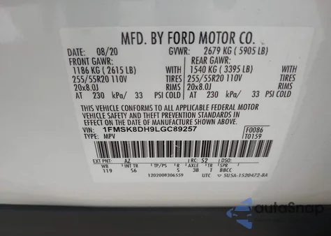 2020 Ford Explorer Xlt from USA, damaged, VIN 1FMSK8DH9LGC89257